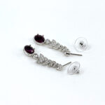 Elegant Drop Earrings 1950s Style Rhodium Plated Metal Alloy Set With Enamel And Purple Czech Crystals