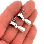 Elegant Drop Earrings With Enamel, Crystal And Pearl | 925 Sterling Silver 3 Elegant Drop Earrings With Enamel, Crystal And Pearl | 925 Sterling Silver