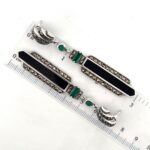 Art Deco Style Drop Earrings With Onyx Green Agate And Marcasite Detail Finished In 925 English Hallmarked Sterling Silver