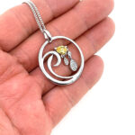 Necklace With Citrine And Cubic Zirconia Finished In 925 English Hallmarked Sterling Silver