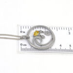 Necklace With Citrine And Cubic Zirconia Finished In 925 English Hallmarked Sterling Silver