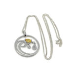 Necklace With Citrine And Cubic Zirconia Finished In 925 English Hallmarked Sterling Silver