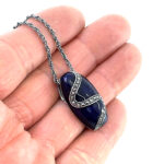 Elizabethan Style Necklace With Blue Enamel And Marcasite Finished In 925 English Hallmarked Sterling Silver