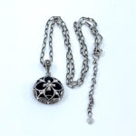 Elizabethan Style Necklace With Blue Enamel And Marcasite Finished In 925 English Hallmarked Sterling Silver