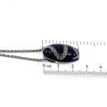 Elizabethan Style Necklace With Blue Enamel And Marcasite Finished In 925 English Hallmarked Sterling Silver