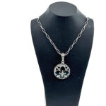 Elizabethan Style Necklace With Green Enamel And Marcasite Finished In 925 English Hallmarked Sterling Silver