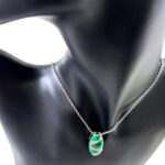 Elizabethan Style Necklace With Green Enamel And Marcasite Finished In 925 English Hallmarked Sterling Silver