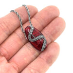 Elizabethan Style Necklace With Red Enamel And Marcasite Finished In 925 English Hallmarked Sterling Silver