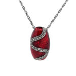 Elizabethan Style Necklace With Red Enamel And Marcasite Finished In 925 English Hallmarked Sterling Silver