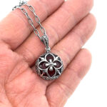 Elizabethan Style Necklace With Red Enamel And Marcasite Finished In 925 English Hallmarked Sterling Silver