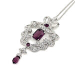 Necklace Elizabethan Style Rhodium Plated Metal Alloy Set With Purple And Clear Czech Crystals 5 Necklace Elizabethan Style Rhodium Plated Metal Alloy Set With Purple And Clear Czech Crystals