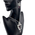 Necklace Elizabethan Style Rhodium Plated Metal Alloy Set With Purple And Clear Czech Crystals 8 Necklace Elizabethan Style Rhodium Plated Metal Alloy Set With Purple And Clear Czech Crystals