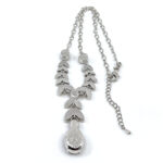 Necklace 1950s Style Rhodium Plated Metal Alloy Set With Purple And Clear Czech Crystals