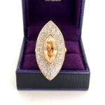 Elegant Ring Edwardian Style Gold Plated Metal Alloy Set With Czech Crystals