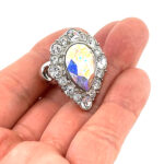 Elegant Ring Edwardian Style Rhodium Plated Metal Alloy Set With Clear Czech Crystals