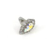Elegant Ring Edwardian Style Rhodium Plated Metal Alloy Set With Clear Czech Crystals