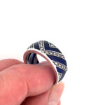 Elizabethan Style Ring Set With Blue Enamel And Marcasite Finished In 925 English Hallmarked Sterling Silver