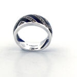 Elizabethan Style Ring Set With Blue Enamel And Marcasite Finished In 925 English Hallmarked Sterling Silver