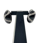 Elizabethan Style Earrings With Black Enamel And Marcasite Detail Finished In 925 English Hallmarked Sterling Silver