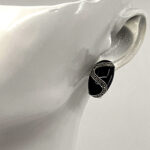 Elizabethan Style Earrings With Black Enamel And Marcasite Detail Finished In 925 English Hallmarked Sterling Silver