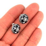 Elizabethan Style Stud Earrings With Blue Enamel And Marcasite Detail Finished In 925 English Hallmarked Sterling Silver 3 Elizabethan Style Stud Earrings With Blue Enamel And Marcasite Detail Finished In 925 English Hallmarked Sterling Silver