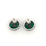Elizabethan Style Stud Earrings With Green Enamel And Marcasite Detail Finished In 925 English Hallmarked Sterling Silver