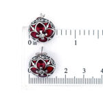 Elizabethan Style Stud Earrings With Red Enamel And Marcasite Detail Finished In 925 English Hallmarked Sterling Silver