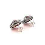 Elizabethan Style Stud Earrings With Red Enamel And Marcasite Detail Finished In 925 English Hallmarked Sterling Silver