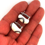 Elizabethan Style Earrings With White Enamel And Marcasite Detail Finished In 925 English Hallmarked Sterling Silver