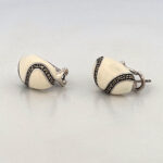 Elizabethan Style Earrings With White Enamel And Marcasite Detail Finished In 925 English Hallmarked Sterling Silver