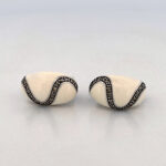 Elizabethan Style Earrings With White Enamel And Marcasite Detail Finished In 925 English Hallmarked Sterling Silver
