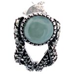 Victorian Style Stud Earrings With Jade And Marcasite Detail Finished In 925 English Hallmarked Sterling Silver
