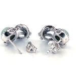 Victorian Style Stud Earrings With Jade And Marcasite Detail Finished In 925 English Hallmarked Sterling Silver