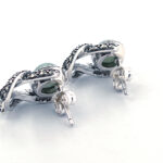 Victorian Style Stud Earrings With Jade And Marcasite Detail Finished In 925 English Hallmarked Sterling Silver