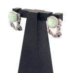 Victorian Style Stud Earrings With Jade And Marcasite Detail Finished In 925 English Hallmarked Sterling Silver