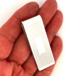 Engine Turned Money Clip Finished In 925 English Hallmarked Sterling Silver
