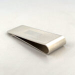 Engine Turned Money Clip Finished In 925 English Hallmarked Sterling Silver