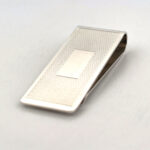 Engine Turned Money Clip Finished In 925 English Hallmarked Sterling Silver