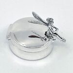 Fairy on Round Pill Box, finished in 925 English Hallmarked Sterling Silver 1 Fairy on Round Pill Box, finished in 925 English Hallmarked Sterling Silver