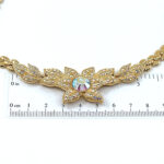 Floral Choker Necklace With Sparkling Czech Crystals | Gold Plated 3 Floral Choker Necklace With Sparkling Czech Crystals | Gold Plated