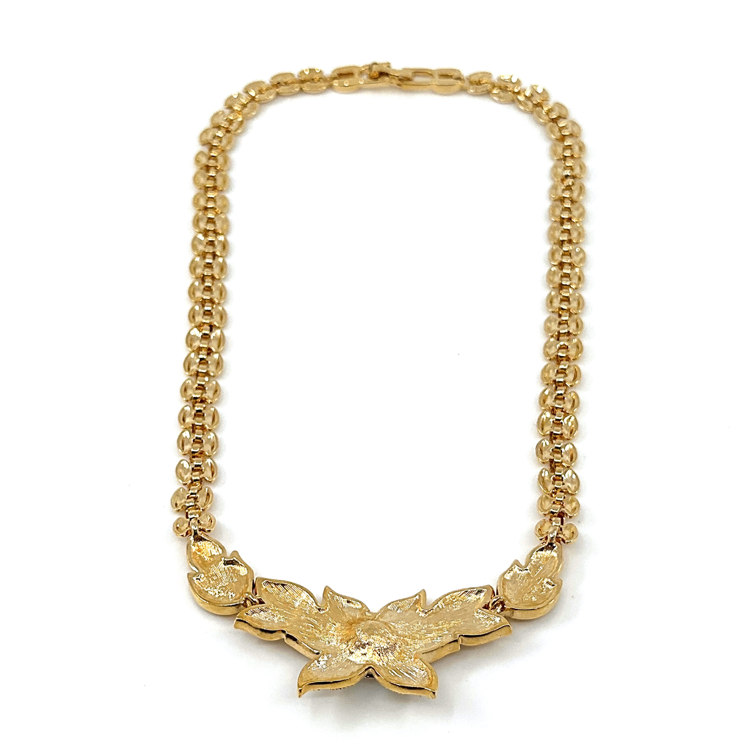 ANC5 (11) Floral Choker Necklace With Sparkling Czech Crystals | Gold Plated