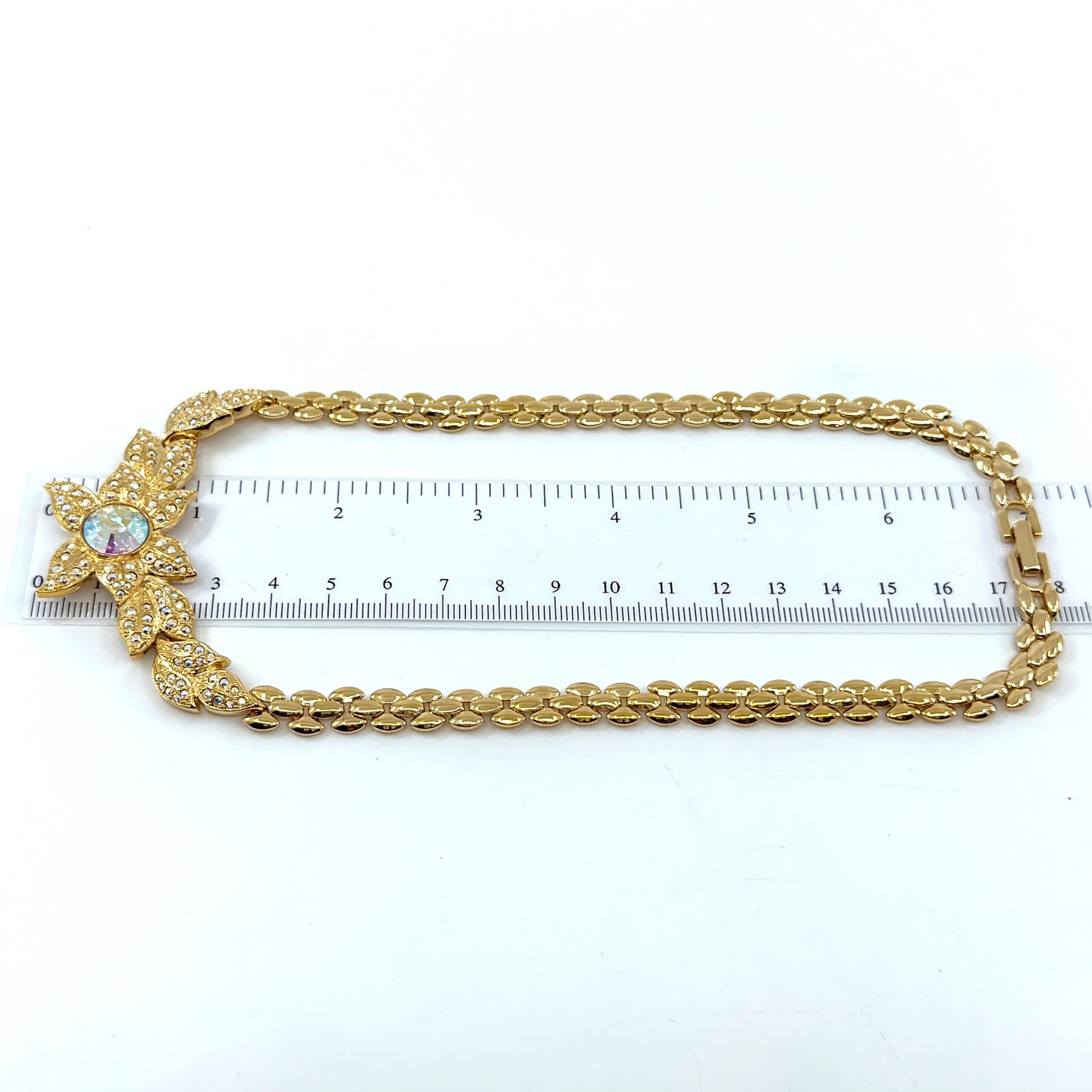 ANC5 (9) Floral Choker Necklace With Sparkling Czech Crystals | Gold Plated