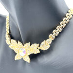 Floral Choker Necklace With Sparkling Czech Crystals | Gold Plated 11 Floral Choker Necklace With Sparkling Czech Crystals | Gold Plated