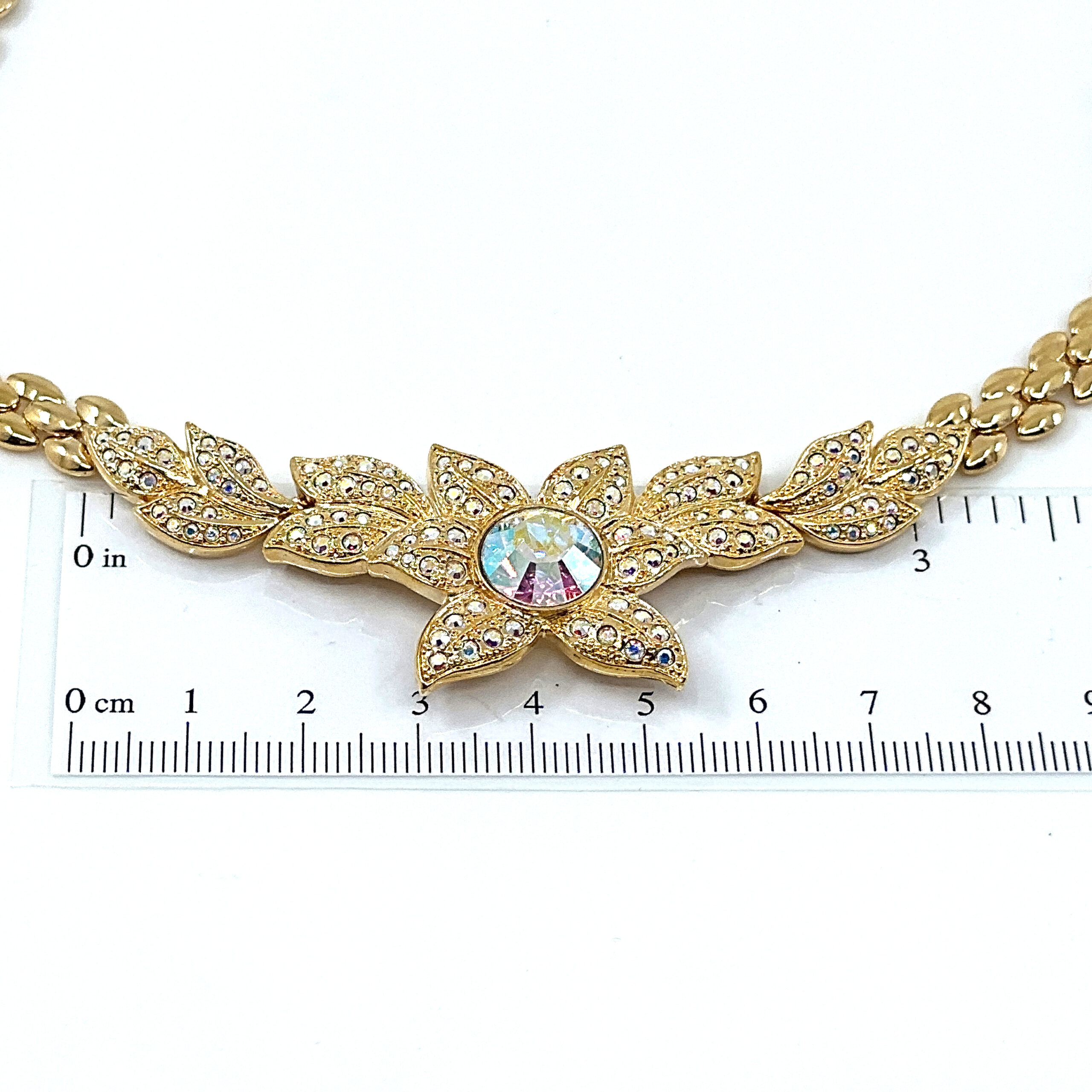 ANC5 (1) Floral Choker Necklace With Sparkling Czech Crystals | Gold Plated