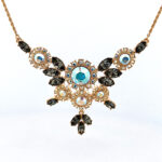 Floral Choker Necklace With Sparkling Czech Crystals | Gold Plated