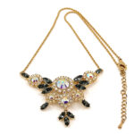 Floral Choker Necklace With Sparkling Czech Crystals | Gold Plated