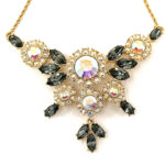 Floral Choker Necklace With Sparkling Czech Crystals | Gold Plated