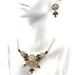 Floral Choker Necklace With Sparkling Czech Crystals | Gold Plated