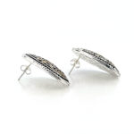 Floral Design Stud Earrings Victorian Style With Gold Plating Finished In 925 English Hallmarked Sterling Silver