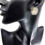 Floral Design Stud Earrings Victorian Style With Gold Plating Finished In 925 English Hallmarked Sterling Silver